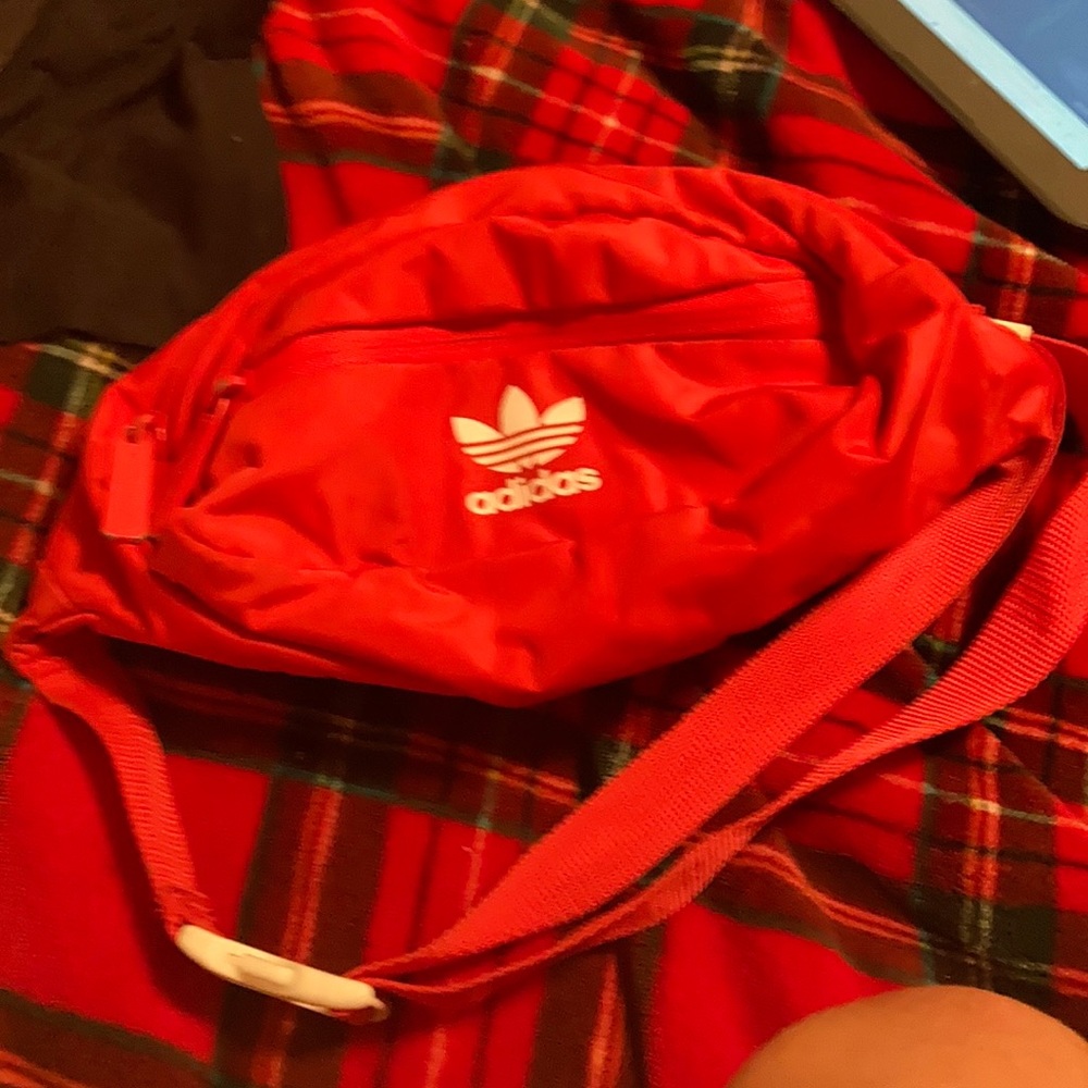 Red adidas fanny pack